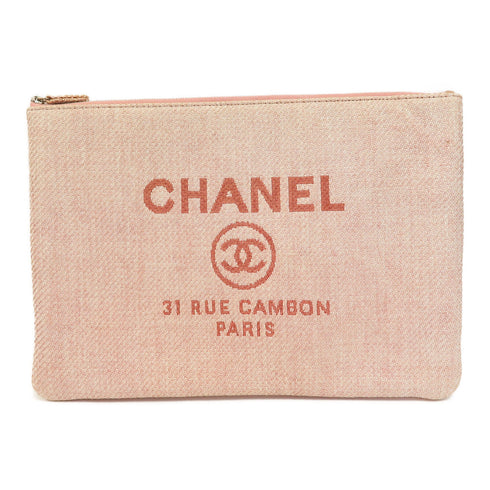 CHANEL CC SHW Clutch Bag Pouch Canvas Pink