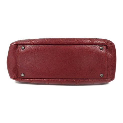 CHANEL Quilted CC SHW Chain Shoulder Bag Calfskin Leather Red v1