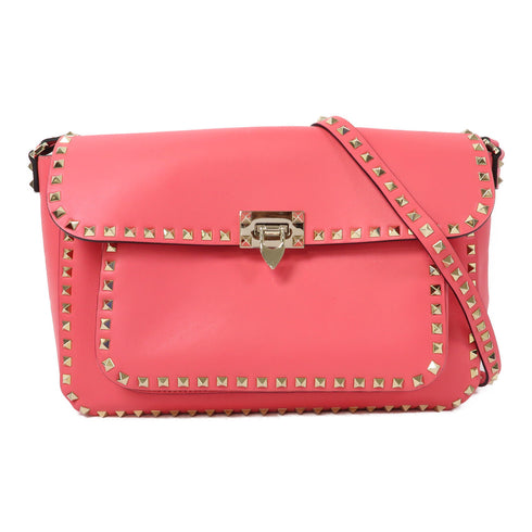 Valentino GHW Shoulder Bag Calfskin Leather Pink