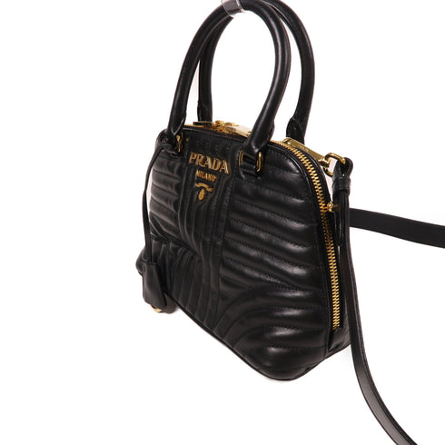 PRADA GHW Shoulder Bag 2way Shoulder Hand Bag Calfskin Leather 1BA143 Black