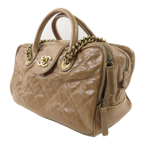 CHANEL CC GHW Chain 2 Way Shoulder Bag Calfskin Leather Brown