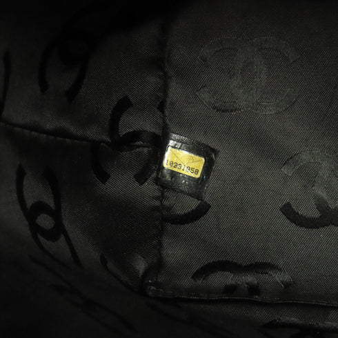 CHANEL CC Chain Shoulder Bag Horsehair Patent Leather Black