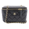 CHANEL Quilted CC GHW Vanity Case Chain Shoulder Bag Calfskin Leather Black
