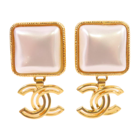 CHANEL CC GHW CC Earrings B20K Metal PVC White Gold Tone Color