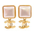 CHANEL CC GHW CC Earrings B20K Metal PVC White Gold Tone Color