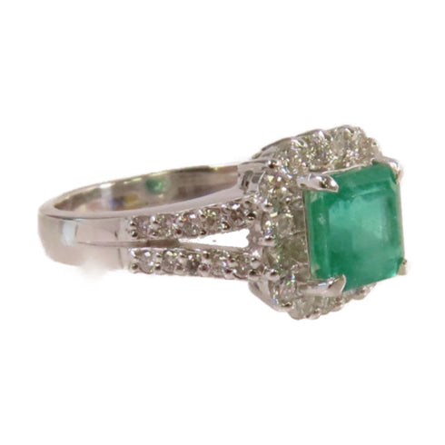 Fine Jewelry 1.363ct Emerald 0.60ct Diamond Ring US#6.5 PT900 Platinum