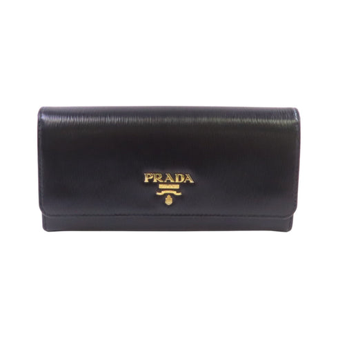 PRADA GHW W Hook Long Wallet Calfskin Leather