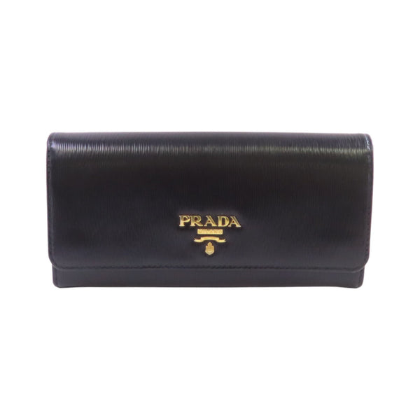 PRADA GHW W Hook Long Wallet Calfskin Leather