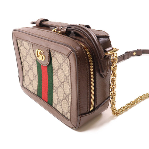 GUCCI GG GHW Ophidia GG Mini Supreme Chain Shoulder Bag 602576 Coated Canvas