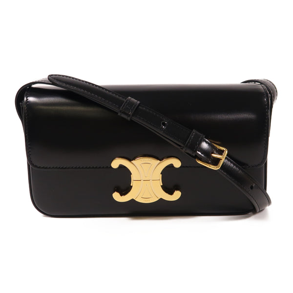 CELINE GHW Claude Shiny Shoulder Bag 194143BF4 38NO Calfskin Leather