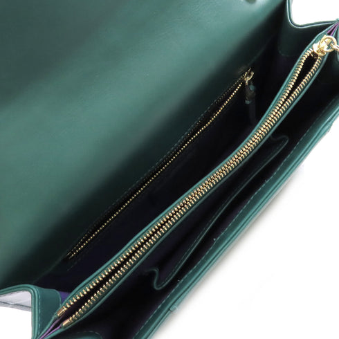 BVLGARI SHW Serpenti Forever Shoulder Bag Crossbody Calfskin Leather Green