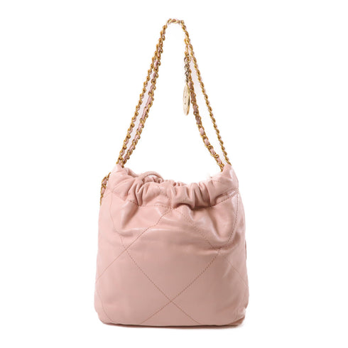 CHANEL CC GHW Mini 22 2way Shoulder Bag Calfskin Leather Pink