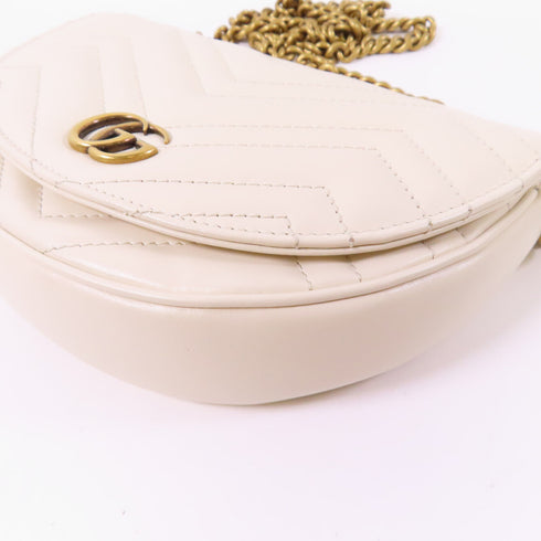 GUCCI GG GHW GG Marmont Chain Shoulder Bag 746431 Calfskin Leather White