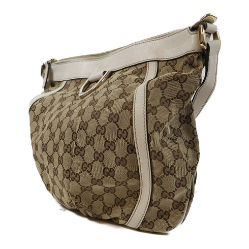 GUCCI GG GHW Shoulder Bag 204940 Canvas Brown/White