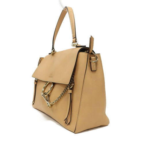 Chloe GHW Faye Bag 2 Way Bag Calfskin Leather Light Brown