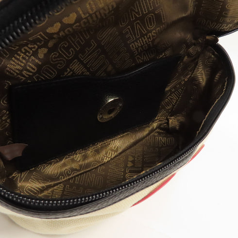 MOSCHINO SHW Waist Bag Canvas White Black Red