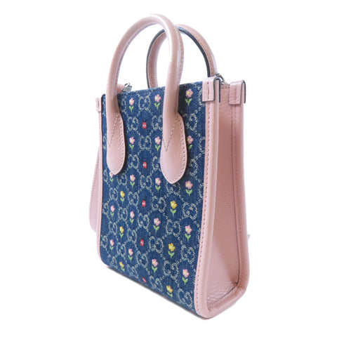 GUCCI GG SHW Ophidia 2Way Shoulder Bag 671623 Denim/Leather Blur/Pink