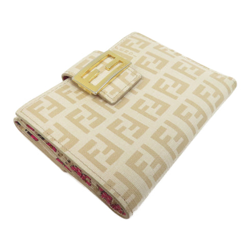 FENDI GHW Wallet PVC Coated Canvas Beige/Pink