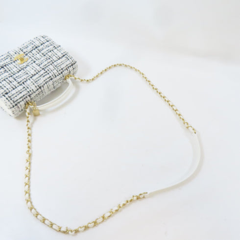 CHANEL CC GHW 2 Way Shoulder Crossbody Handbag Tweed Black White