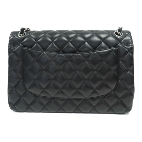 CHANEL Quilted CC SHW Classic Jumbo Chain Shoulder Bag Lambskin Leather Black v1