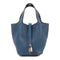HERMES PHW Picotin PM Hand Bag/Bucket Tote Bag Clemence Leather Cobalt