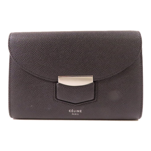 CELINE SHW Trotteur Wallet Calfskin Leather Black