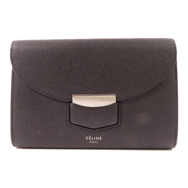 CELINE SHW Trotteur Wallet Calfskin Leather Black
