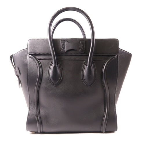 CELINE GHW Mini Luggage Handbag Calfskin Leather Black