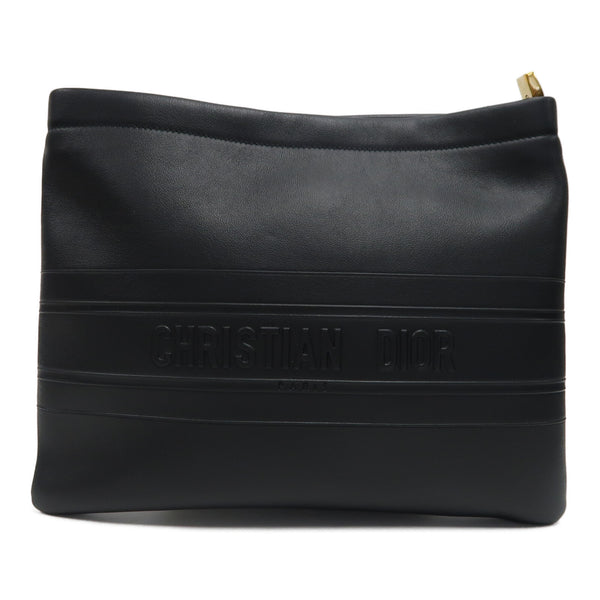 Christian Dior CD GHW Clutch Calfskin Leather Black
