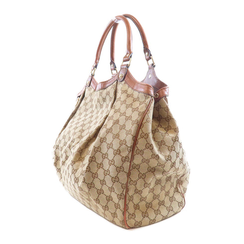 GUCCI GG GHW Sukey Hobo Shoulder Bag 211943 Canvas Brown
