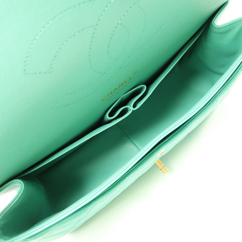 CHANEL CC GHW Large Classic Chain Shoulder Bag Lambskin Leather Green