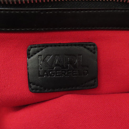 KARL LAGERFELD SHW Tote Shoulder Bag Canvas Black Red