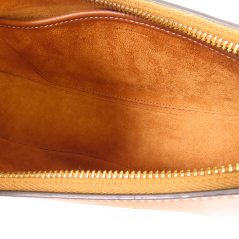 CELINE GHW Shoulder Bag Calfskin Leather Brown