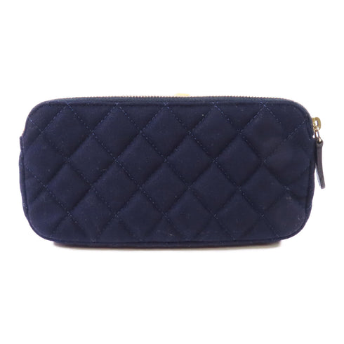 CHANEL CC GHW Paris-Hamburg Chain Shoulder Bag A70332 Wool Navy