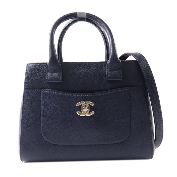 CHANEL CC SHW Neo Executive Tote 2 Way Shoulder Bag Calfskin Leather Navy