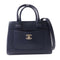 CHANEL CC SHW Neo Executive Tote 2 Way Shoulder Bag Calfskin Leather Navy
