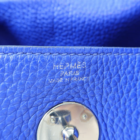 HERMES PHW Lindy 26 2way Shoulder Hand Bag Clemence Leather Bleu Electrique Blue