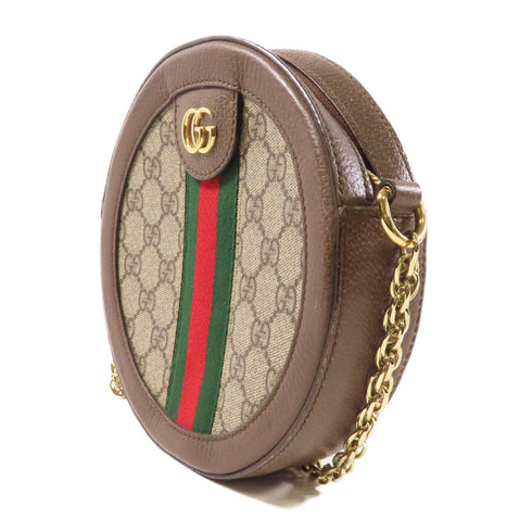 GUCCI GG GHW Chain Shoulder Bag 550618 Coated Canvas/Calfskin Leather Brown