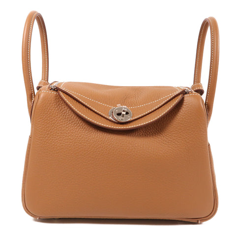 HERMES PHW Lindy 26 2 Way Shoulder Bag Clemence Leather Gold