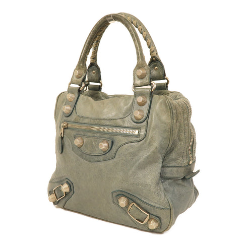 BALENCIAGA SHW Hand Bag Calfskin Leather Green