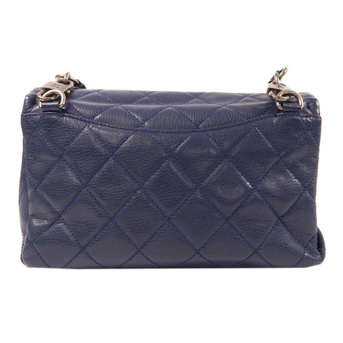 CHANEL CC Mattelasse Shoulder Bag Lambskin Leather Navy