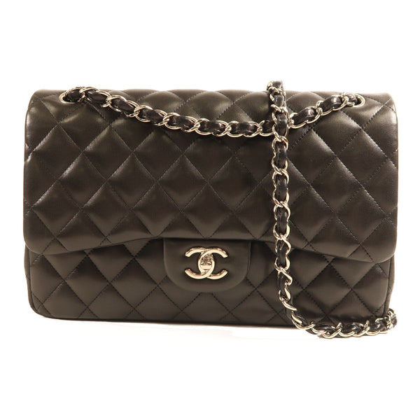 CHANEL CC SHW Jumbo 30 Chain Shoulder Bag Lambskin Leather Black