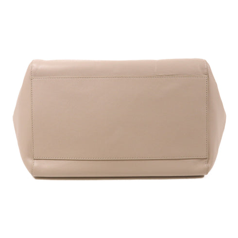 Furla GHW Shoulder Tote Bag Calfskin Leather Light Khaki