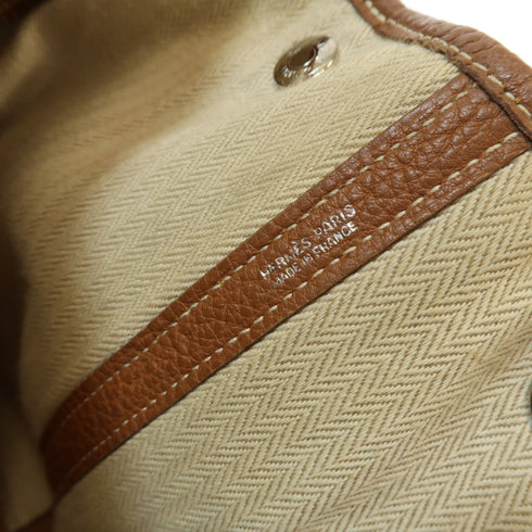 HERMES GHW Garden Party GM Handbag Negonda Leather Brown