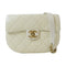 CHANEL Quilted CC GHW Chain Shoulder Bag Calfskin Leather White v1