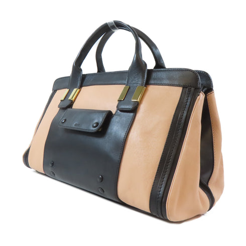 Chloe GHW Hand Bag Calfskin Leather Black/Pink