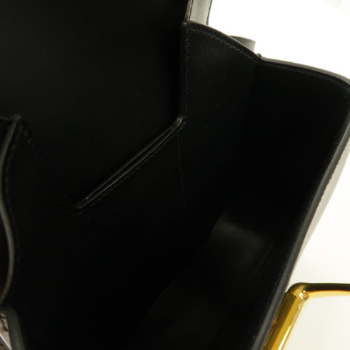 HERMES GHW Della Cavalleria Shoulder Bag Crossbody Tadelakt Leather Noir Black