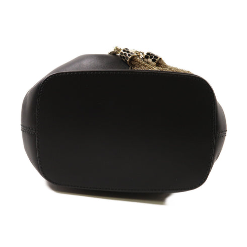 BVLGARI GHW Chain Shoulder Bag Calfskin Leather Black