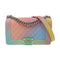 CHANEL Quilted CC SHW Boy 25 Chain Shoulder Bag A67086 Leather Multicolor