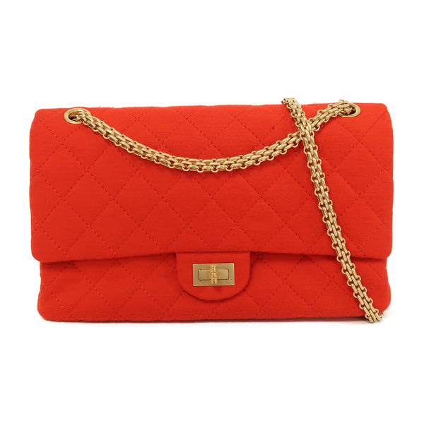CHANEL CC GHW 2.55 Chain Shoulder Bag Canvas Red